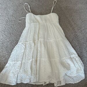 Zara White Tiered Smocked Sundress